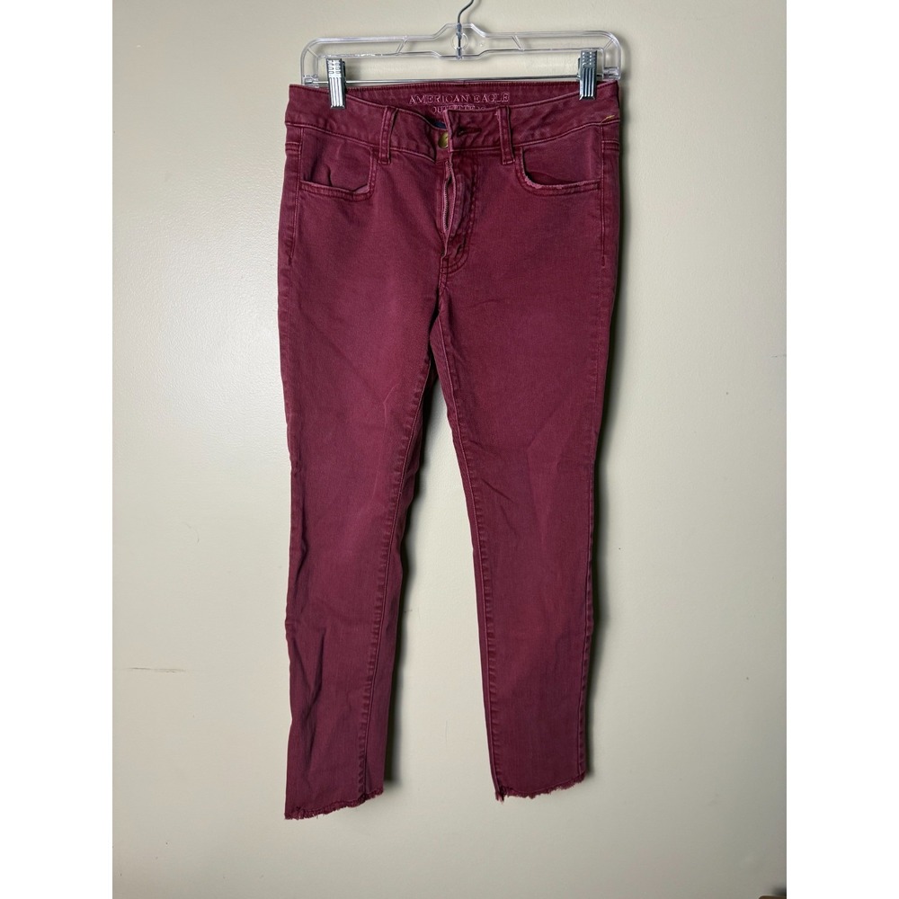 American Eagle Outfitters Burgundy High-Rise Skinny Jeans
